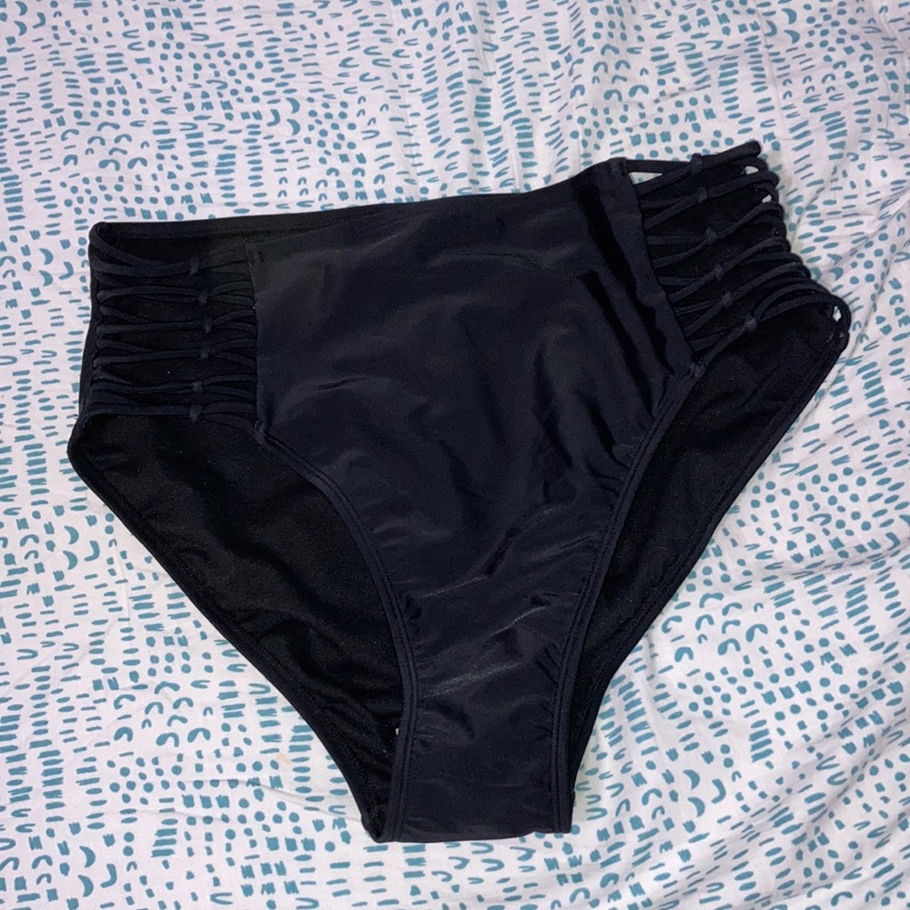 Black bikini bottoms with cutout